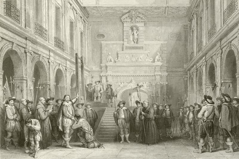 Egzekucja Montmorenci na dworze hotelu de Ville, Tuluza, 30 października 1632 r. autorstwa French School