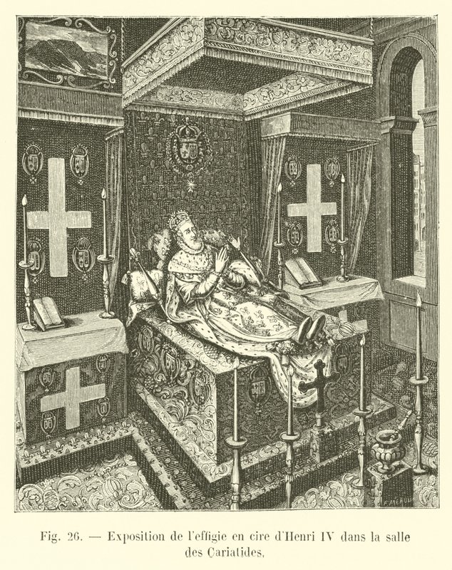 Wystawa figury woskowej Henryka IV w Salle des Cariatides autorstwa French School