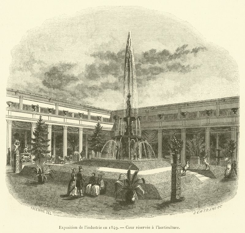 Wystawa przemysłowa w 1849 r., dziedziniec ogrodniczy (grafika) autorstwa French School
