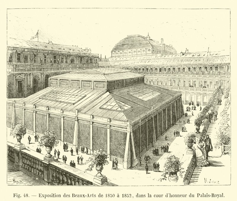 Wystawa Sztuk Pięknych z lat 1850-1852 na dziedzińcu Palais-Royal autorstwa French School