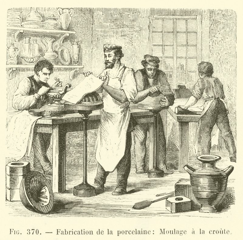 Produkcja porcelany, Formowanie ze skórką (grawerowanie) autorstwa French School