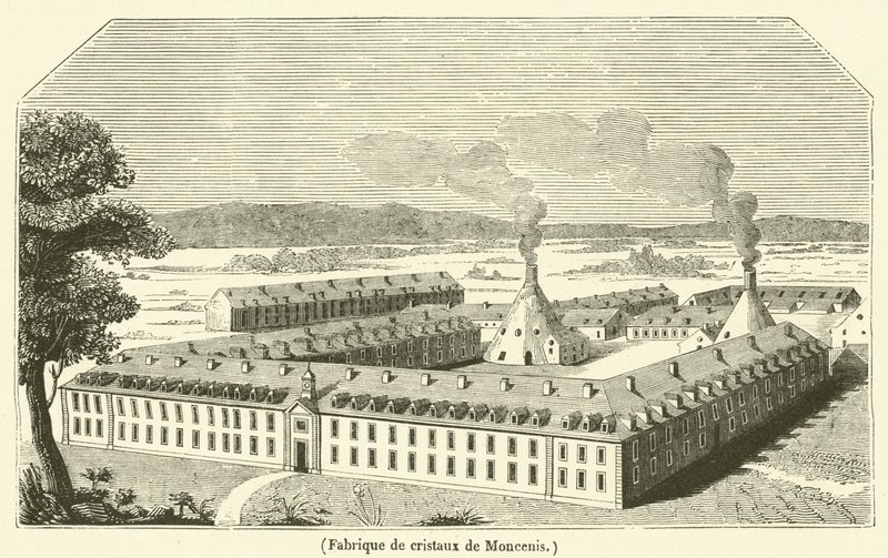 Fabryka kryształów Moncenis (grawerowanie) autorstwa French School