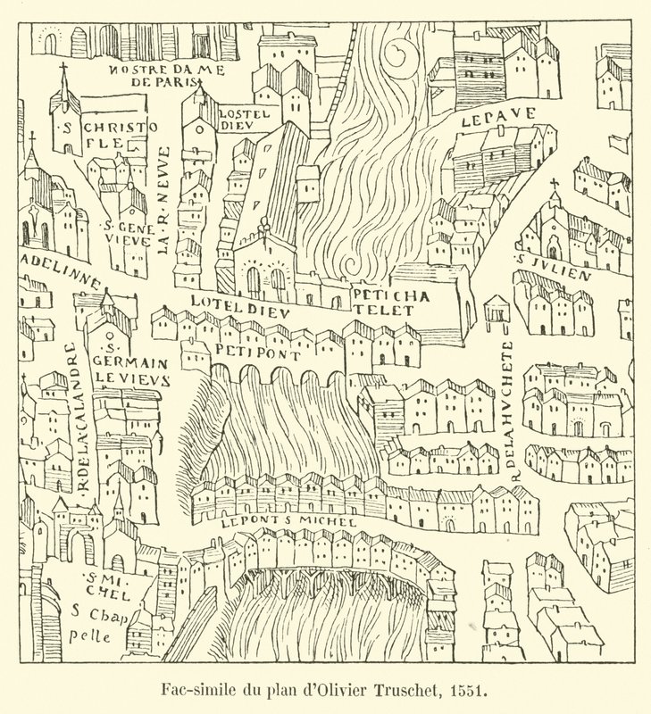 Faksymile planu Oliviera Truscheta, 1551 autorstwa French School