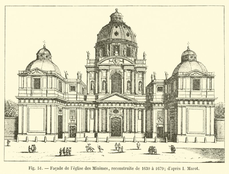 Fasada kościoła Minimes, przebudowana w latach 1630-1679; po ja Marot autorstwa French School