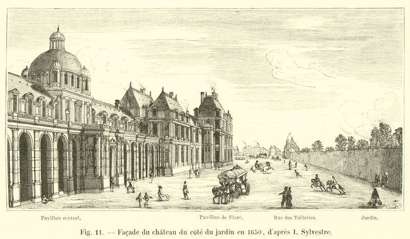 Fasada zamku od strony ogrodu w 1650 r. według I Sylvestre autorstwa French School