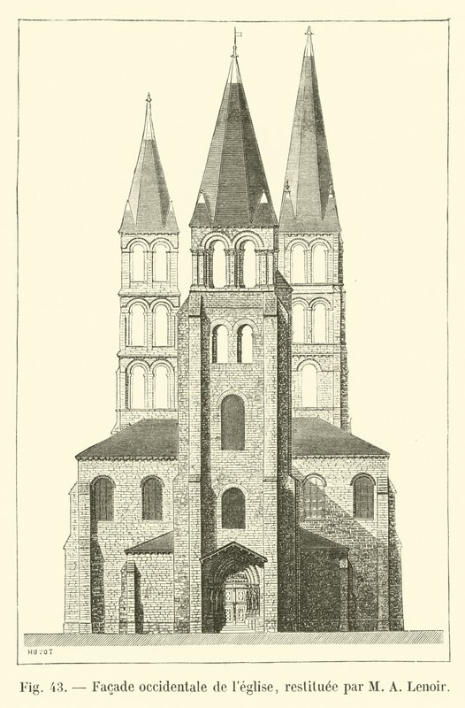 Fasada zachodnia kościoła, odrestaurowana przez MA Lenoir autorstwa French School