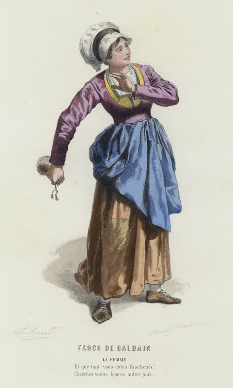 Farce De Calbain (kolorowy grawerunek) autorstwa French School