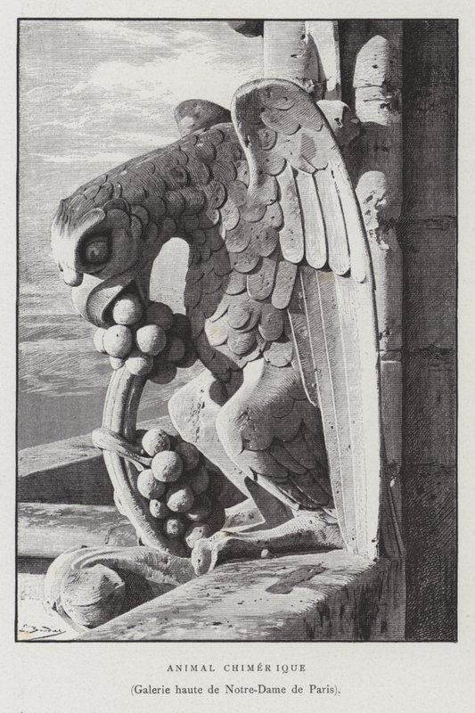 Figura zwierzęcia chimerycznego z górnej galerii Notre Dame de Paris (lito) autorstwa French School