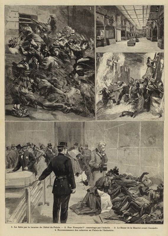 Pożar na Bazar de la Charite, Paryż, 1897 autorstwa French School