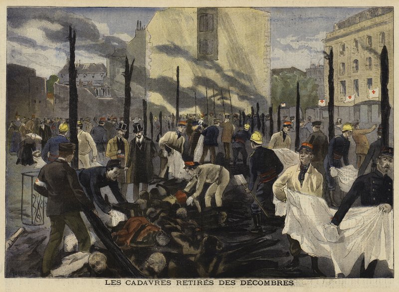 Pożar na Bazar de la Charite, Paryż, 1897 autorstwa French School