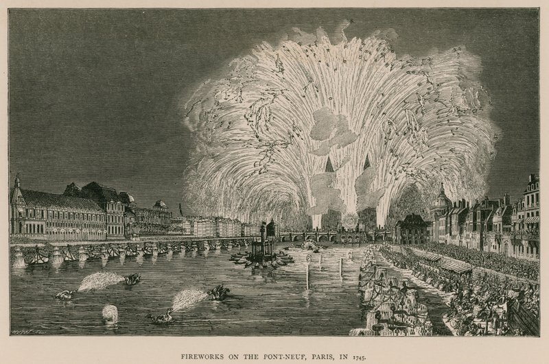 Fajerwerki na Pont-Neuf, Paryż, 1745 autorstwa French School