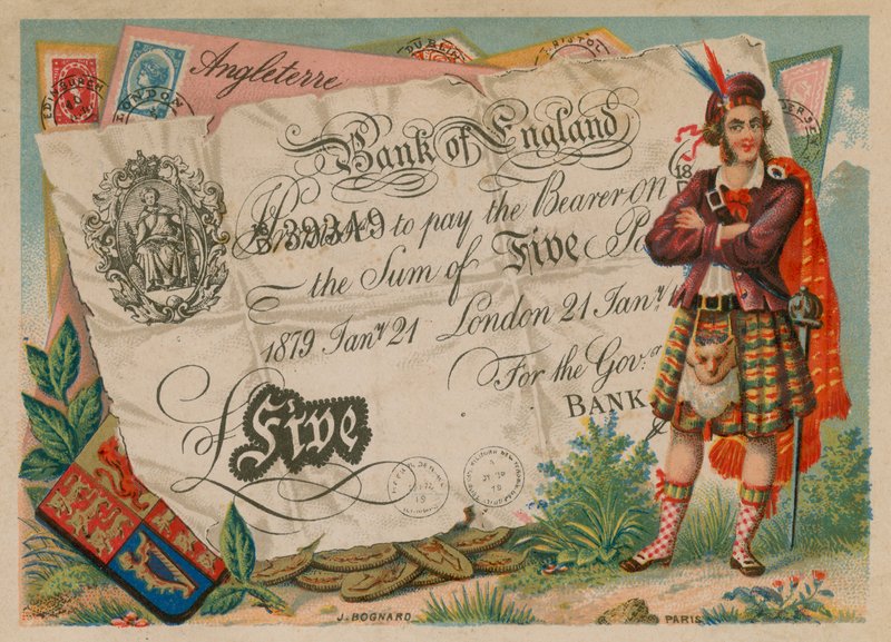 Banknot piecio funtowy autorstwa French School