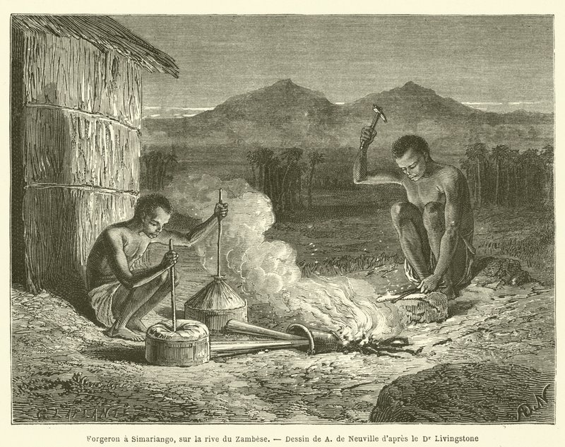 Kowal w Simariango, nad brzegiem Zambu (rycina) autorstwa French School