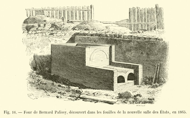 Cztery autorstwa Bernarda Palissy, odkryte w wykopaliskach nowej Salle des Etats, w 1865 roku autorstwa French School