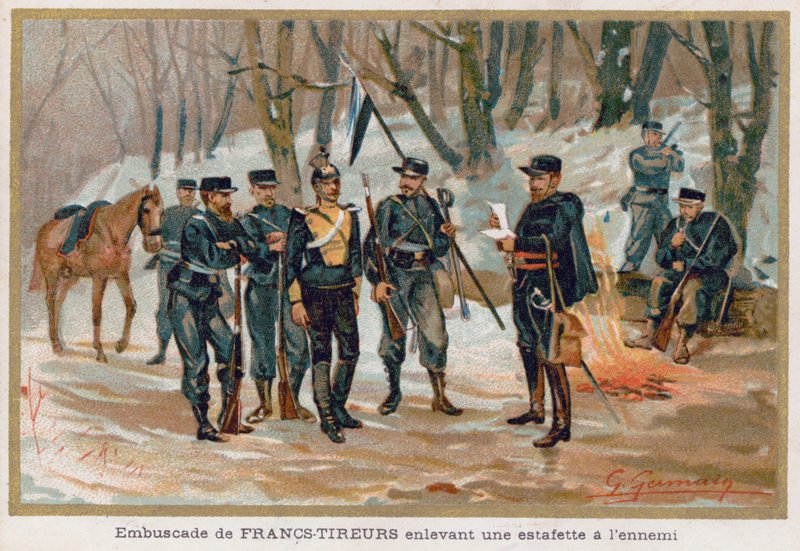Franc-Tireurs (strzelcy wyborowi) schwytają wrogiego kuriera autorstwa French School