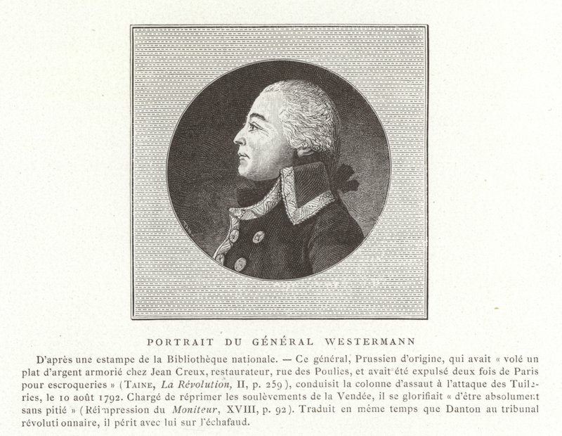 Francois Joseph Westermann , francuski polityk i generał francuskich wojen rewolucyjnych autorstwa French School