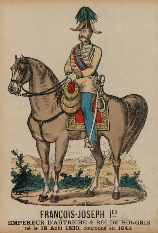 Franciszek Józef I, cesarz Austrii i król Węgier (kolorowa grawerunek) autorstwa French School