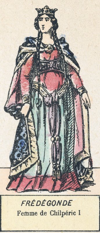 Fredegonde, Femme de Chilperic I (kolorowy grawerunek) autorstwa French School