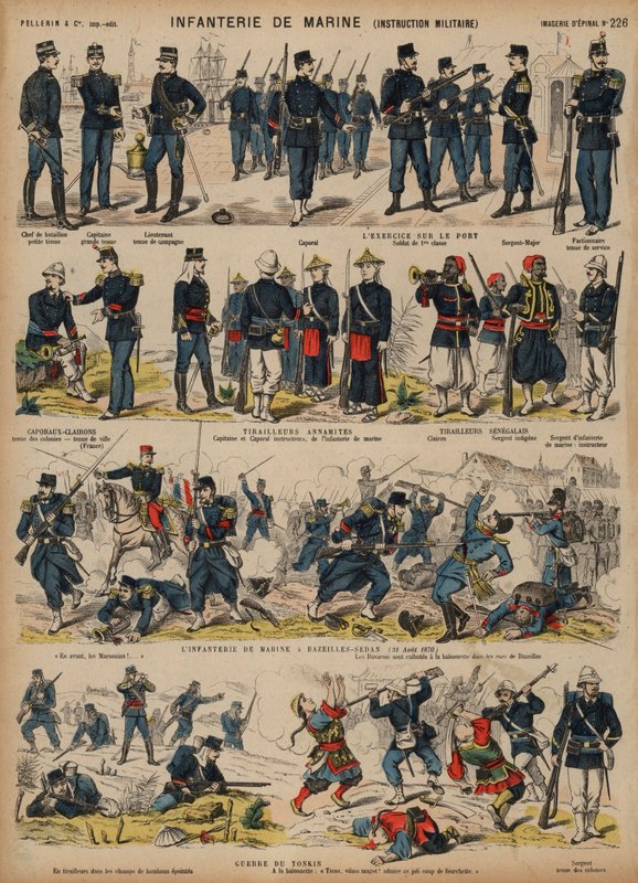 Francuscy Marines (kolorowy grawerunek) autorstwa French School