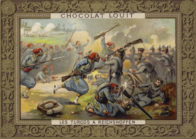 Francuskie Turcos (oddziały kolonialne) w bitwie pod Reichshoffen, wojna francusko-pruska, 1870 autorstwa French School