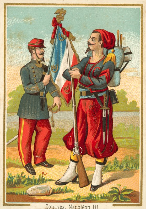 Francuskie żuawy z czasów Napoleona III (chromolitho) autorstwa French School