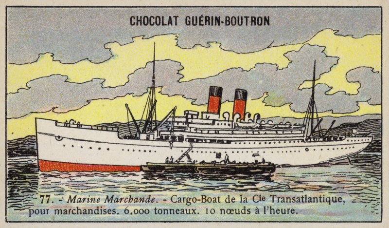 Francuski statek towarowy Compagnie Transatlantique (chromolitho) autorstwa French School