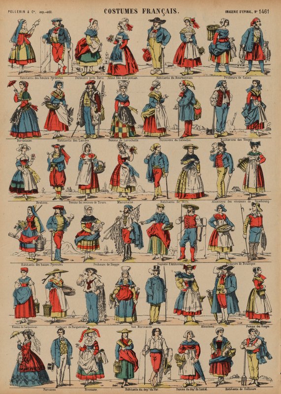 Stroje francuskie (kolorowe grawerowanie) autorstwa French School