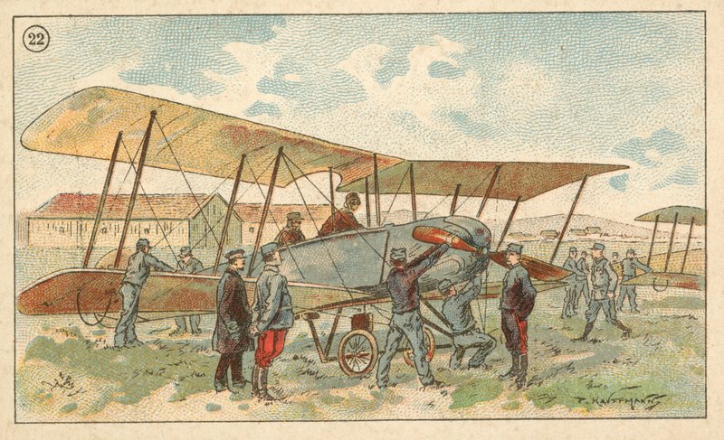 Francuski dwupłatowiec wojskowy (chromolitho) autorstwa French School