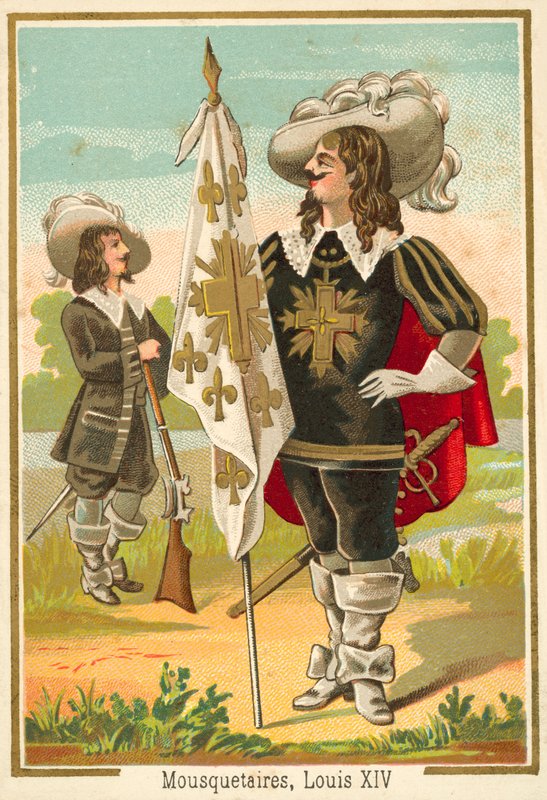 Francuscy muszkieterowie czasów Ludwika XIV (chromolitho) autorstwa French School