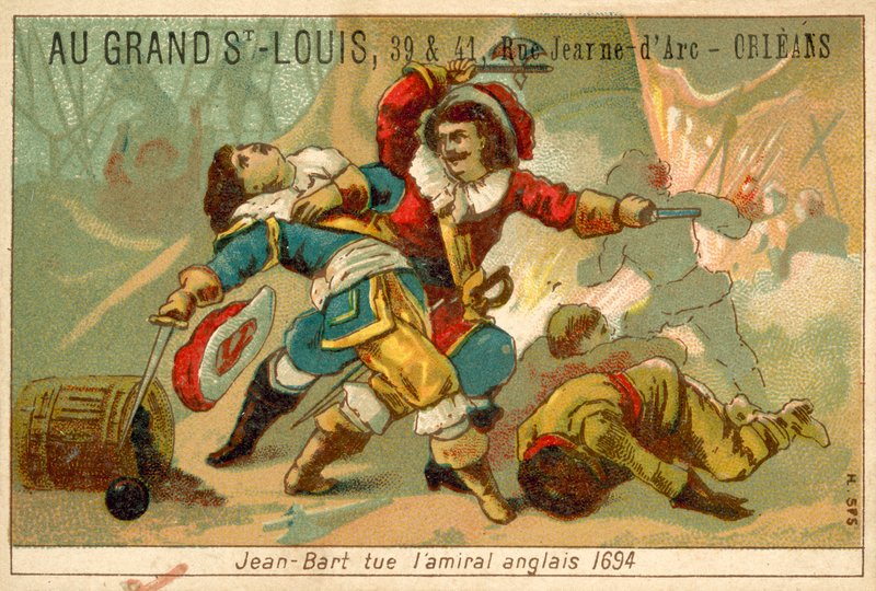 Francuski dowódca marynarki wojennej i korsarz zabijający angielskiego admirała, 1694 autorstwa French School