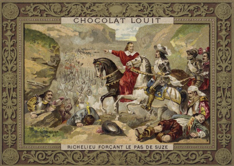 Wojska francuskie dowodzone przez kardynała Richelieu wymuszają przełęcz pod Suzą, Sabaudia, 1629 autorstwa French School