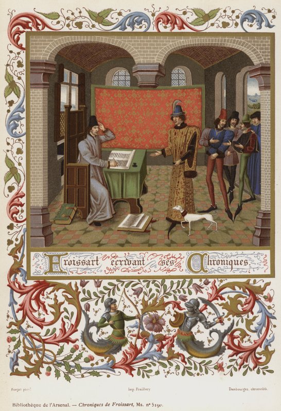 Froissart piszący swoje Kroniki (chromolitografia) autorstwa French School