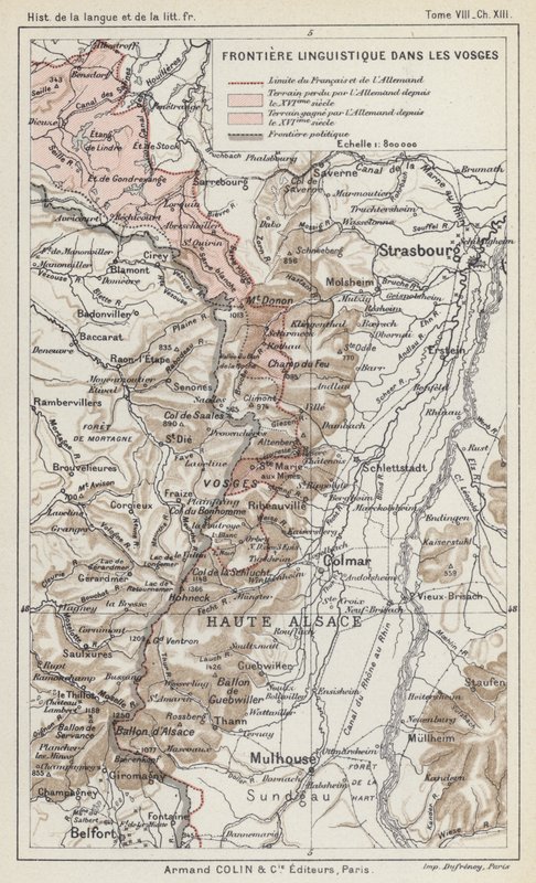 Granica językowa w Wogezach (kolorowa litografia) autorstwa French School