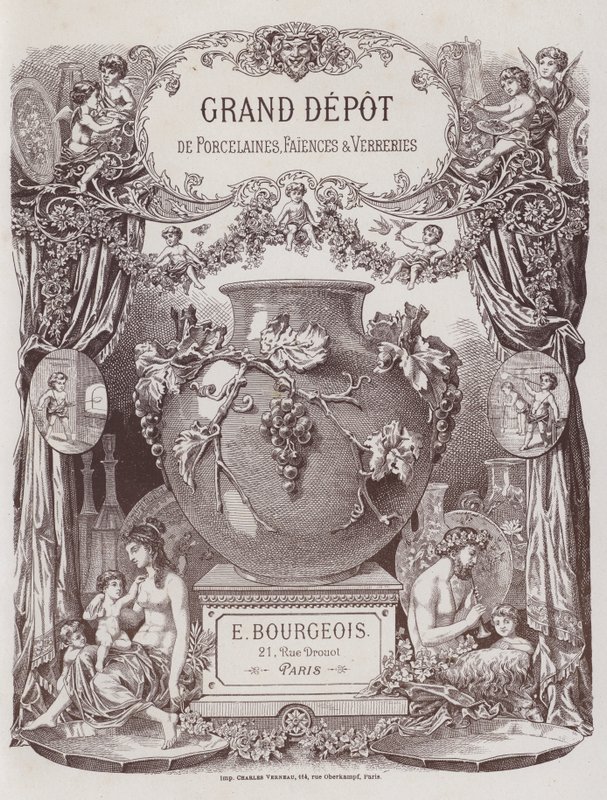 Frontyspis do katalogu Grand Depot de Porcelaines, Faiences et Verreries (kolor lito) autorstwa French School