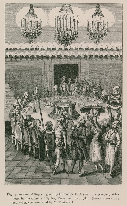Wieczerza żałobna wydana przez Grimod de la Reyniere Młodszego w jego hotelu na Polach Elizejskich, Paryż, 1 lutego 1783 r. autorstwa French School