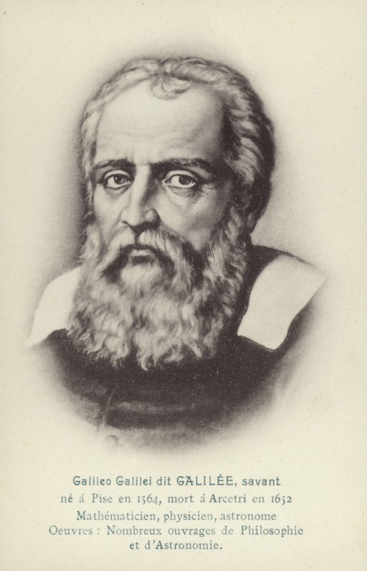 Galileo Galilei (1564-1642), włoski fizyk, matematyk i astronom (litografia) autorstwa French School