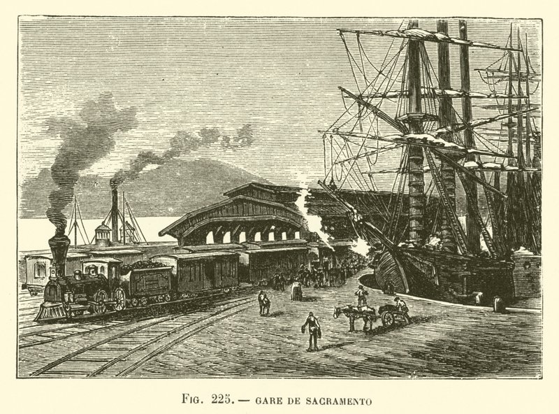 Gare de Sacramento (grawerowanie) autorstwa French School