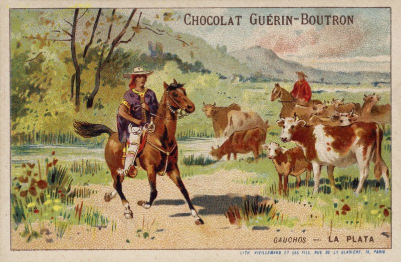 Gauchos, Argentyna (chromolitho) autorstwa French School