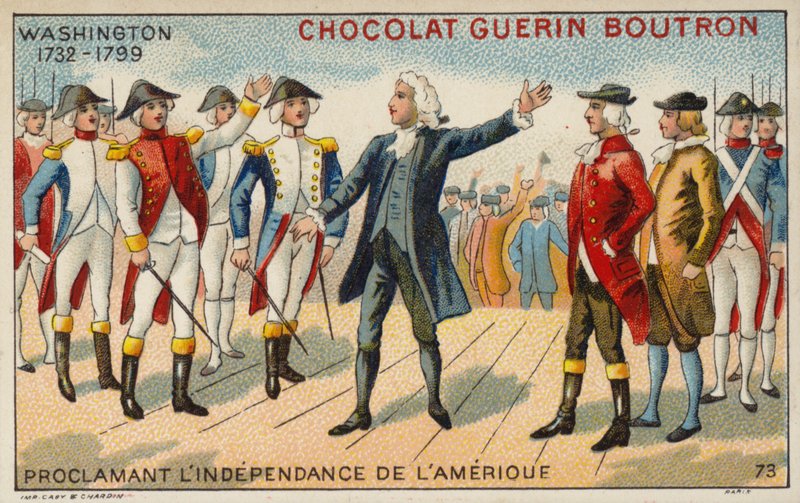 George Washington proklamujący niepodległość Ameryki (chromolitho) autorstwa French School