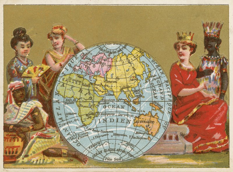 Globe - XIX-wieczna francuska karta handlowa autorstwa French School
