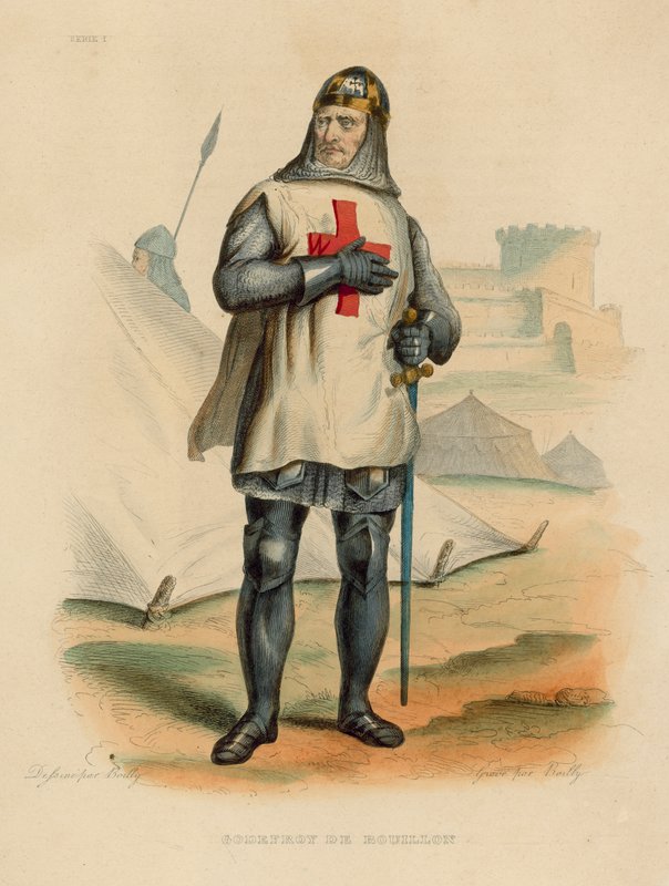 Godefroy de Bouillon (kolorowy grawerunek) autorstwa French School