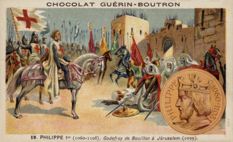 Godfrey z Bouillon w Jerozolimie autorstwa French School