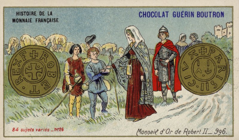 Złote monety Roberta II, 996 (chromolitho) autorstwa French School