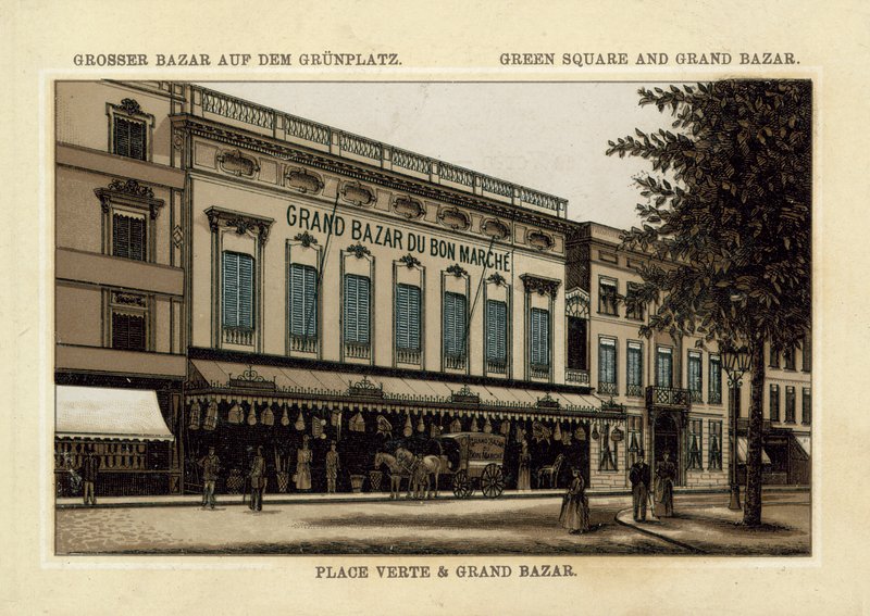 Kryty Bazar, Plac Zielony, Antwerpia (chromolitho) autorstwa French School