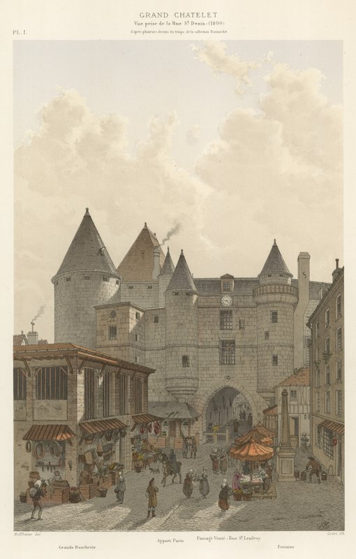 Grand Chatelet, Widok z Rue St Denis, 1800 autorstwa French School