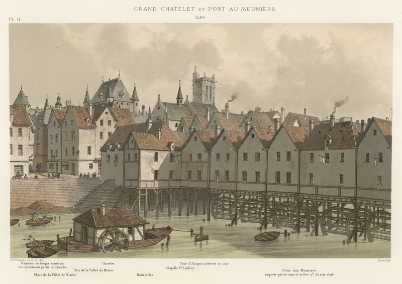 Grand Chatelet i most Meuniers, 1580 autorstwa French School