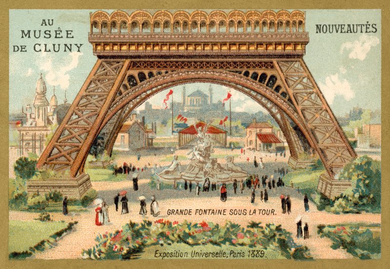 Wielka fontanna pod wieżą Eiffla, Exposition Universelle, Paryż autorstwa French School