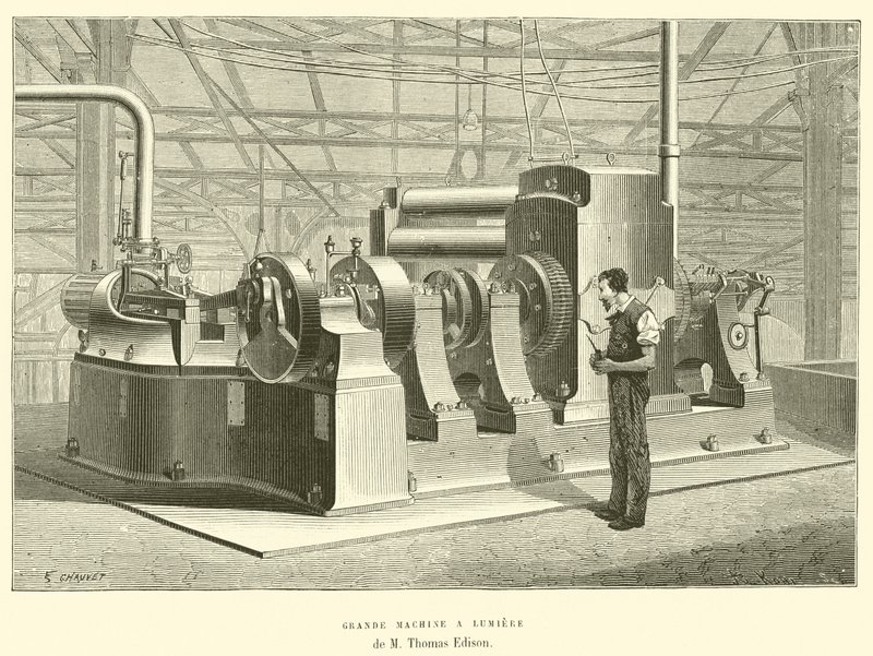 Grande Machine a Lumiere de M Thomas Edison (grawerowanie) autorstwa French School