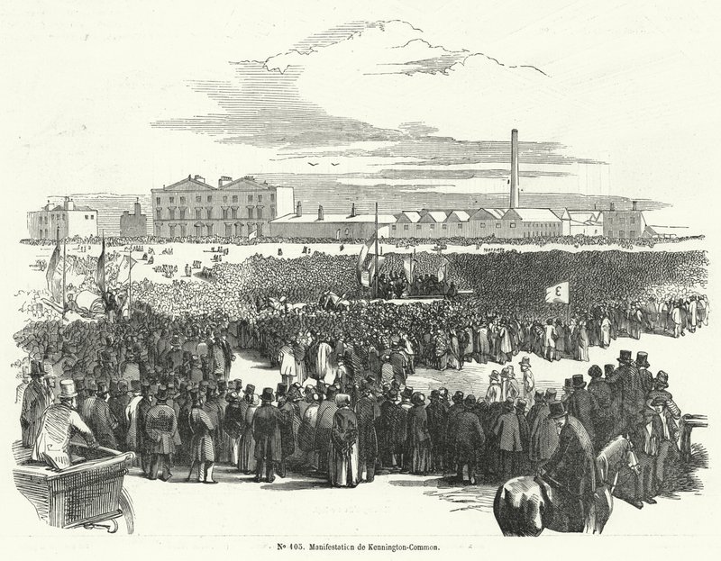 Świetne spotkanie, jeśli Chartists na Kennington Common, Londyn autorstwa French School