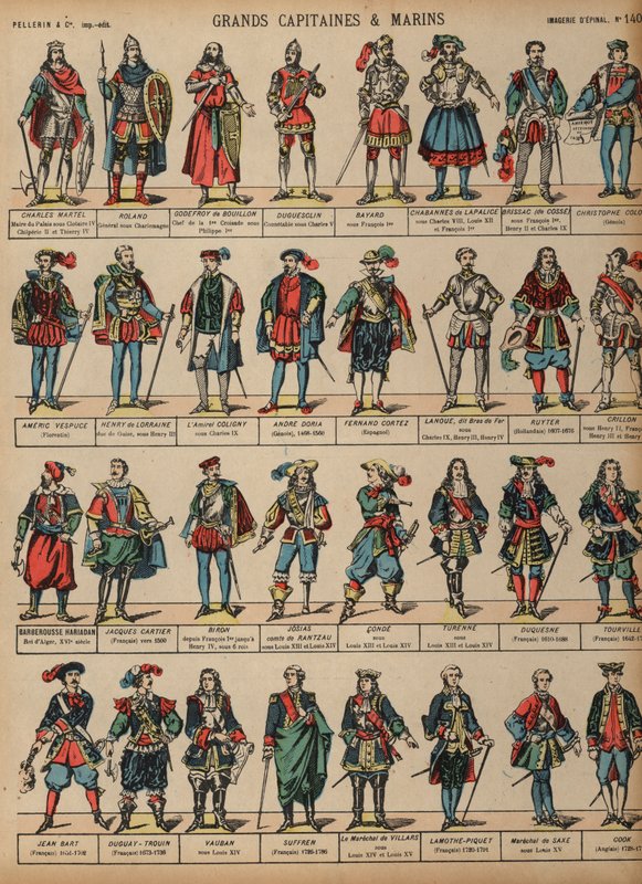 Wspaniałe figurki wojskowe (kolorowy grawerunek) autorstwa French School